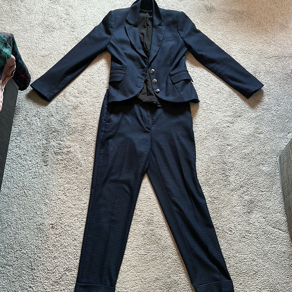 Business professional navy blue matching suit